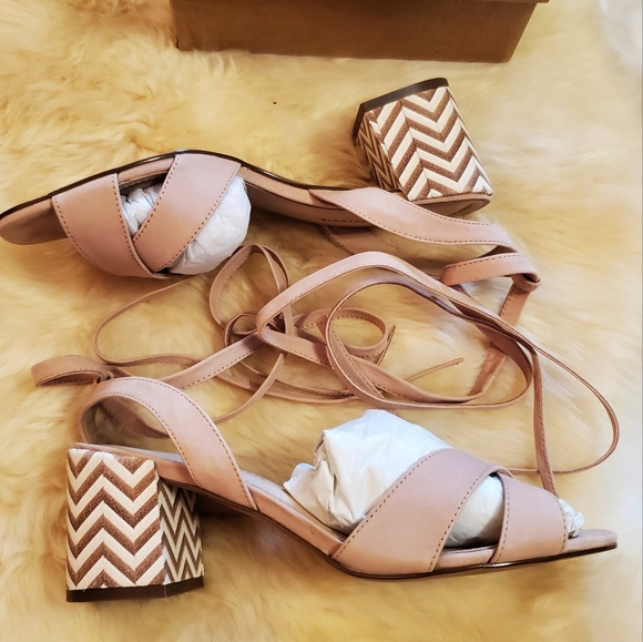 Anthropologie Ankle-Tie Block Heel Sandal- nude/blush - Picture 7 of 11